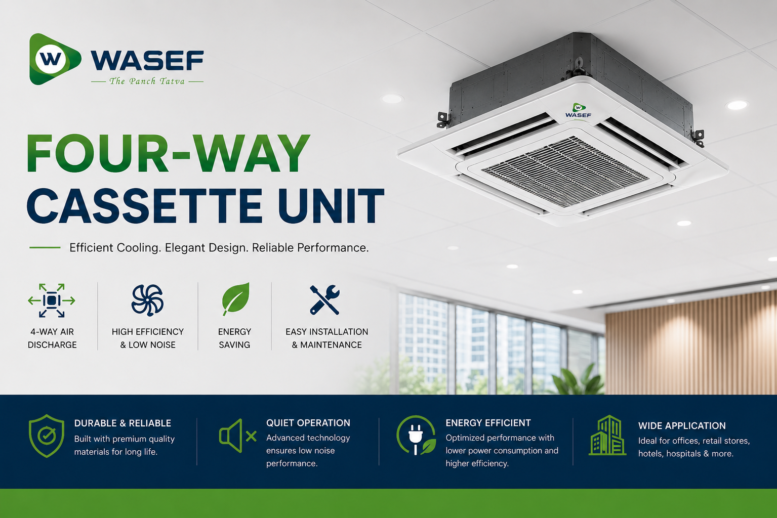 Hydronic Four-Way Cassette Unit for Showrooms