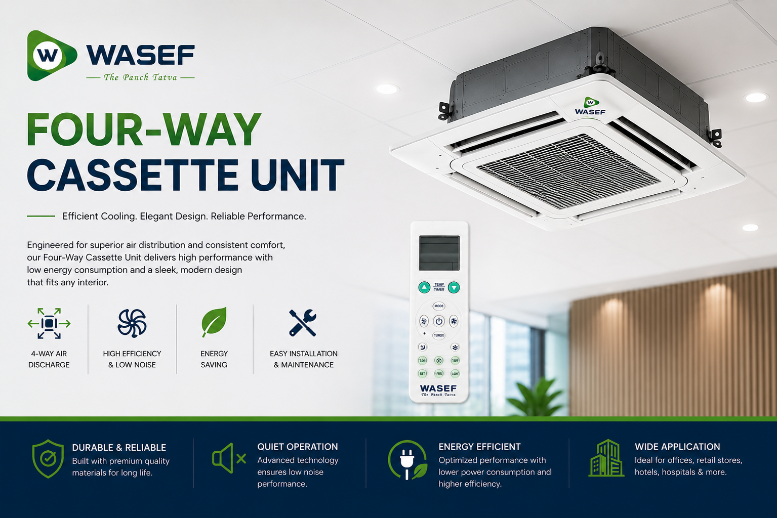 Hydronic Four-Way Cassette Unit for Restaurants